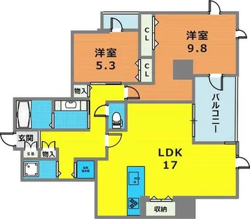 新神戸アバートメント【206号室】の間取り