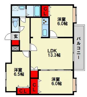 福岡県北九州市戸畑区中原西1丁目【マンション】の間取り