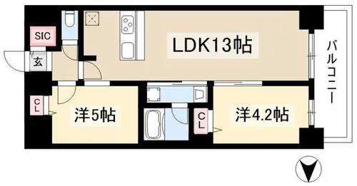 プレサンス丸の内フォート【5階】の間取り