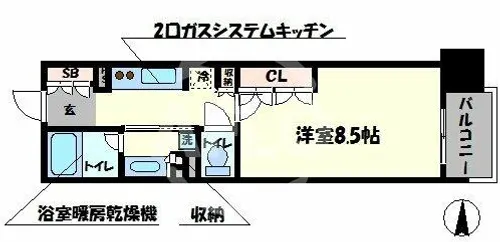 パークアクシス大阪新町【12階】の間取り