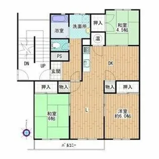 三日月住宅六号棟【304号室】の間取り