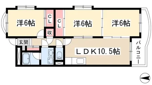 シャトー樹里【1階】の間取り