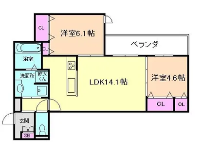O-crest池田桃園【1階】の間取り