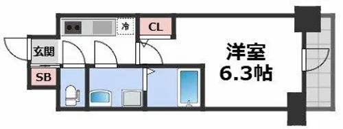 エスリード大阪NEXUS【3階】の間取り