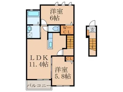福岡県宗像市陵厳寺1丁目【アパート】の間取り