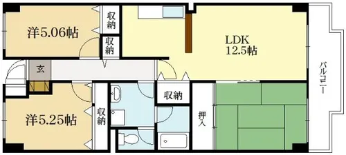 ベルヴィ西浦【4階】の間取り