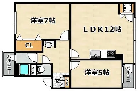五位ノ池南ビル2号棟【2階】の間取り