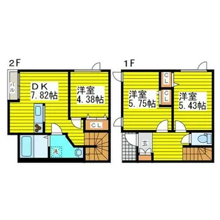 北海道札幌市東区北二十六条東21丁目【テラスハウス】の間取り