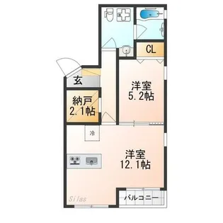 ヴィンテージマンションリューブ二条【1階】の間取り