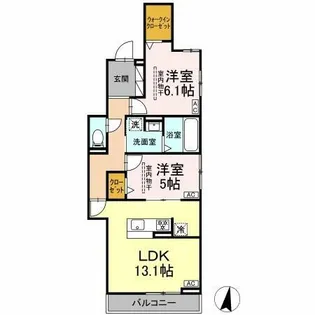 カサブランカ【201号室】の間取り