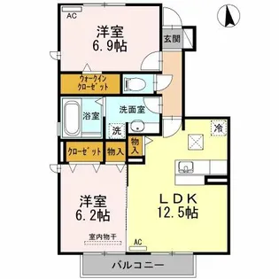 ソシア・ミズノ【1階】の間取り