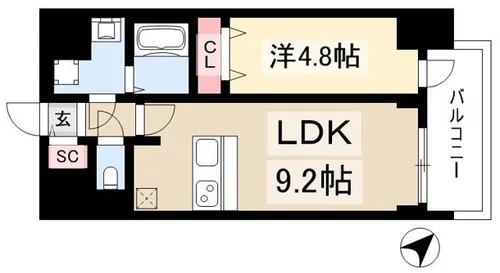 プレサンス鶴舞ファースト【2階】の間取り