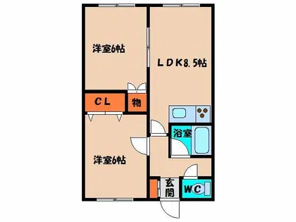 ハッピーハイツ【22号室】の間取り