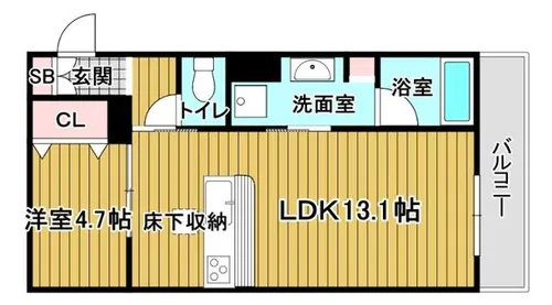 ユイロ中津【1階】の間取り