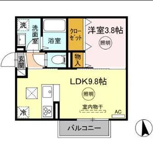 COZY COURT下曽根【110号室】の間取り
