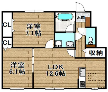 グランヴェルデ高槻 南棟【1階】の間取り
