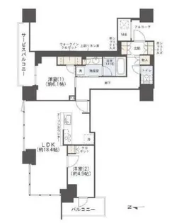 シエリアタワー大阪堀江【403号室】の間取り