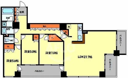 シティタワー堀江【13階】の間取り