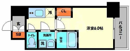 エスリード弁天町クレール【3階】の間取り