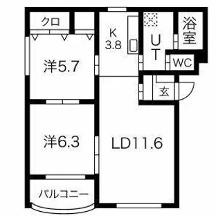ピュアライフ湯川【301号室】の間取り