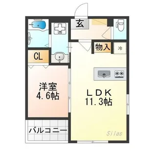 ボヌール太秦【1階】の間取り