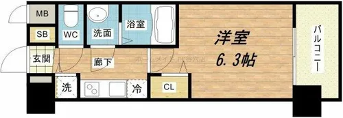 プレサンス四天王寺前夕陽ヶ丘【3階】の間取り