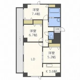 モンブリック琴似【6階】の間取り