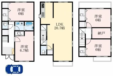 大阪府堺市東区丈六【一戸建】の間取り