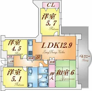 コープ野村鈴蘭台【7階】の間取り