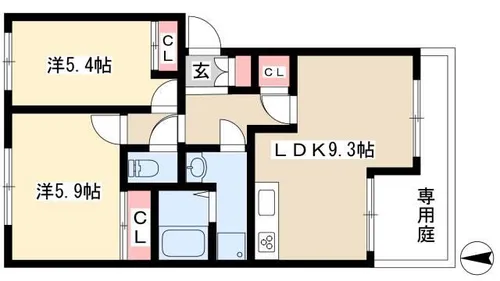 ルーエンハイムB【2階】の間取り