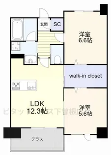 2LDKの間取り画像