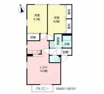 ラフィネ・香嵐 D棟【101号室】の間取り