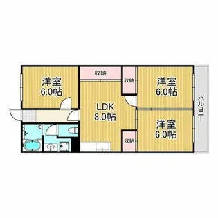 南武庫之荘マンション【5階】の間取り