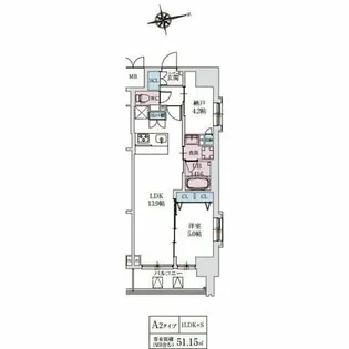 スプランディッド上本町WESTⅡ【14階】の間取り