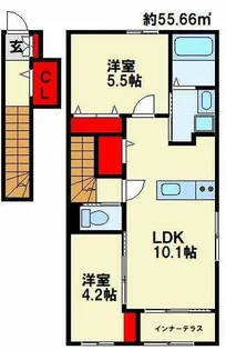(仮)大里戸ノ上1丁目アパート【2階】の間取り