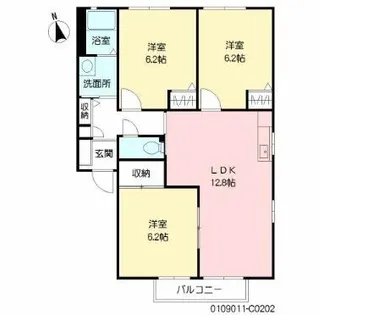 グランディール・86 C棟【202号室】の間取り