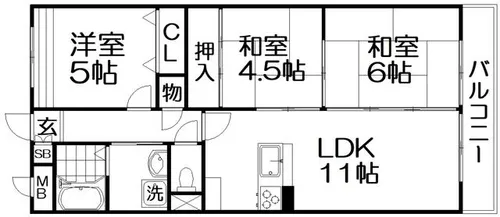 枚方パークハイツ【4階】の間取り
