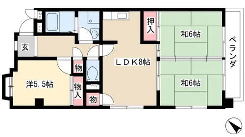 レジデンス南川【1004号室】の間取り