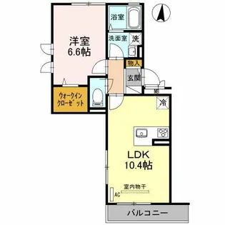 レフィナードKHY Ⅰ棟【2階】の間取り