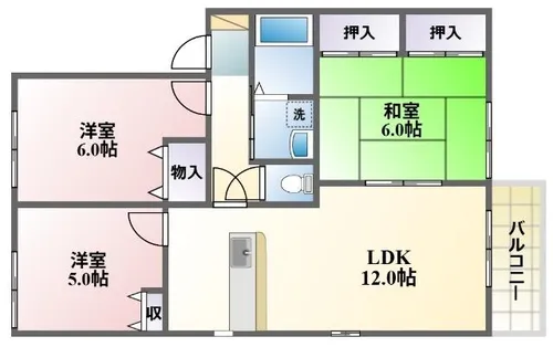 サンアベニュー葛原 A棟【202号室】の間取り