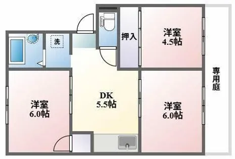 ルミエール曽根 B棟【102号室】の間取り