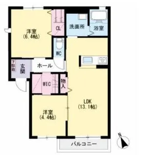 パストラーレ潤崎D棟【201号室】の間取り