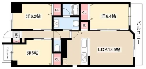 Anniversary Teikoku【105号室】の間取り