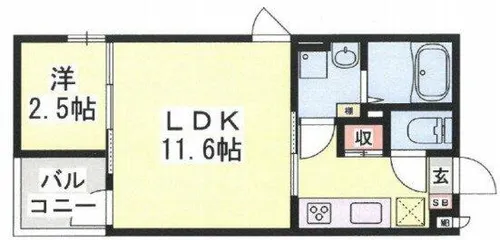 コティ樽屋町【201号室】の間取り