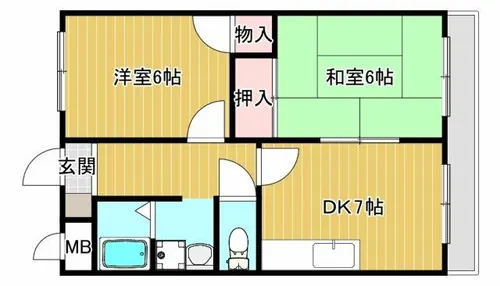大阪府東大阪市若江本町1丁目【アパート】の間取り