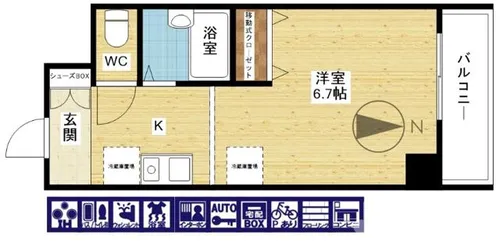 キャッスル北沢新大阪【6階】の間取り