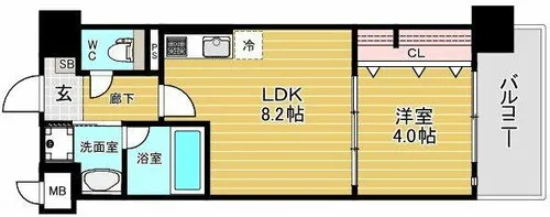エグゼ難波ザ・ゲート【1階】の間取り