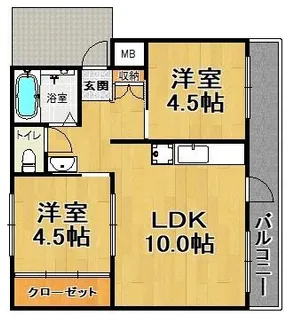 ドミールサニー君影2号棟【2階】の間取り
