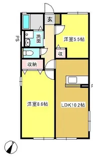 シェソワ三ヶ根【201号室】の間取り