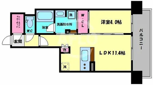 イニシアブランなんば【14階】の間取り